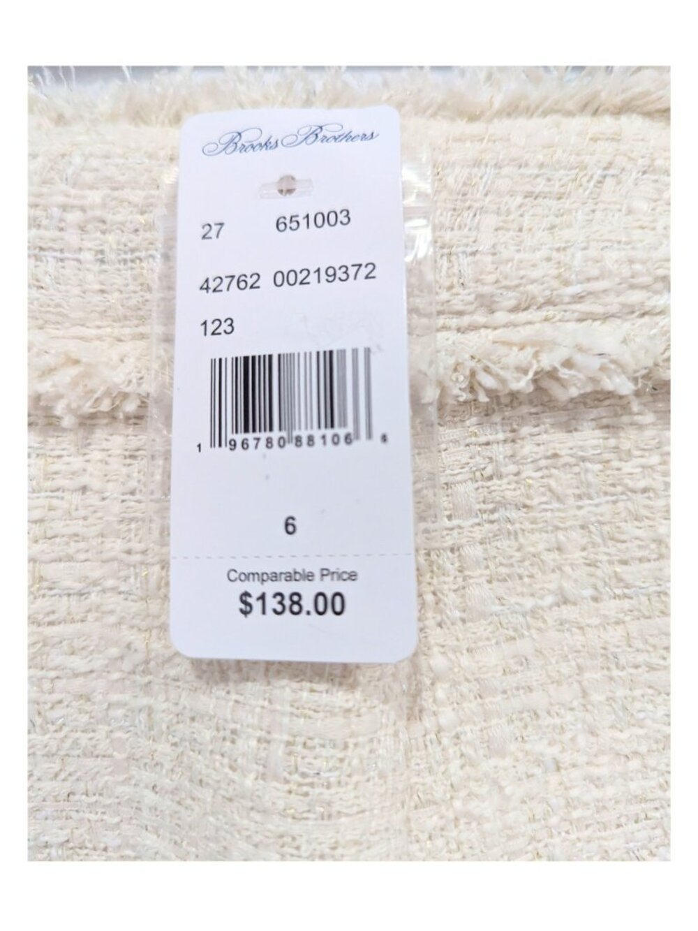 Brooks Brothers Ivory Metallic Tweed Fringe Skirt Size 6 NWT - Picture 8 of 9